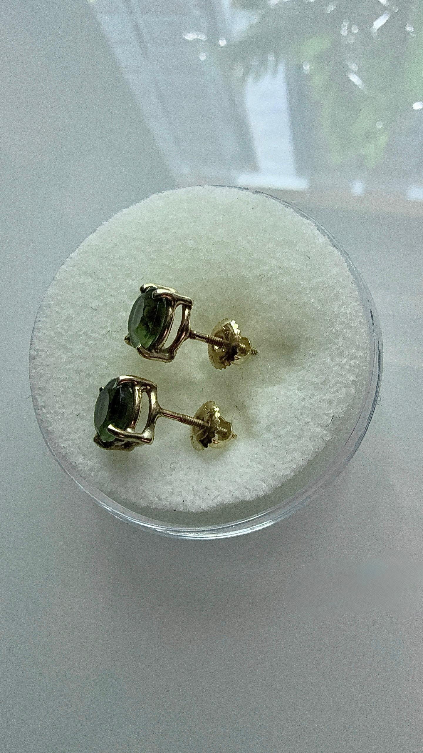 Moldavita 14K Gold Earrings